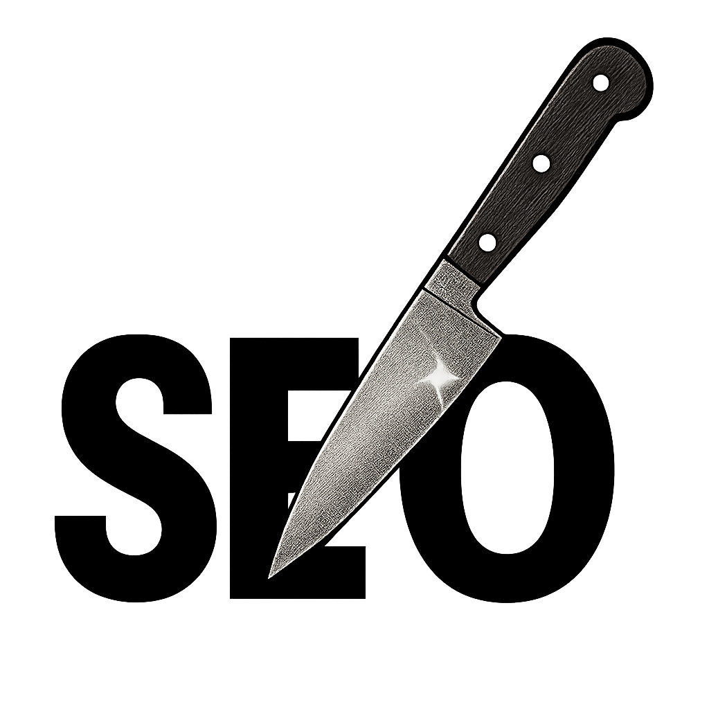 10 Local SEO Myths Killing Your Rankings 2 Local SEO myths represented by a knife stabbing the word SEO, symbolizing harmful misconceptions.